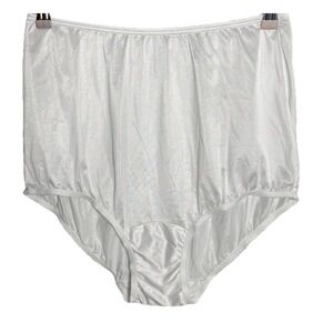 3pc Vintage‎ Lot Vanity Fair Granny Panties White Nylon Satin Sissy Size 8 XL